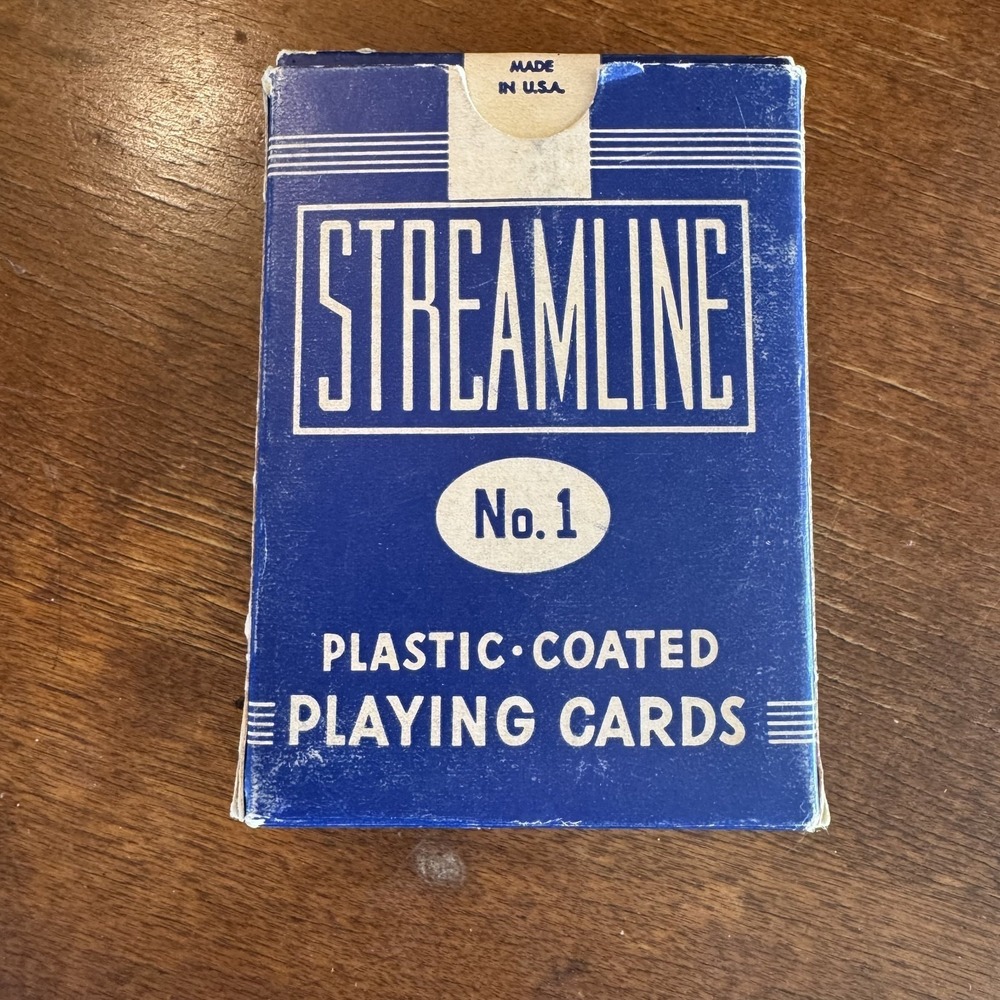 Sealed Streamline No. 1 Plastic Coated Playing Cards Linen Finish ARRCO Blue Box